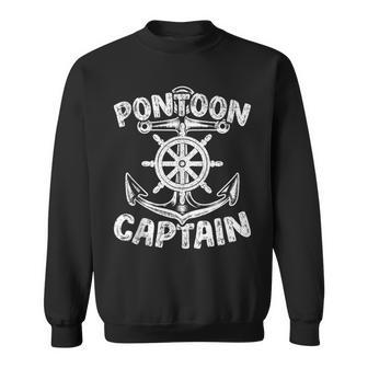 Ship Sring Wheel Anchor Pontoon Boat Pontoon Captain Sweatshirt | Mazezy