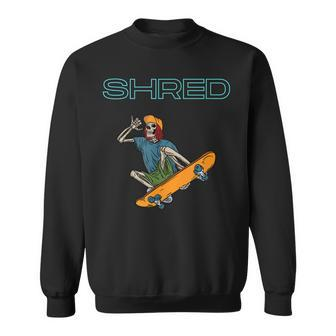 Shred It Up With This Skateboard Design Skeleton Ripping Up Sweatshirt - Seseable