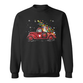 Siberian Husky Dog Love Red Pickup Truck Christmas Sweatshirt | Mazezy