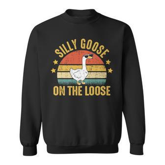Silly Goose On The Loose Funny Vintage Goose University Sweatshirt | Mazezy