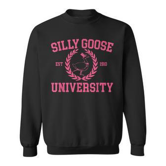 Silly Goose University Pink Goose Funny Meme School Bird Goose Funny Gifts Sweatshirt | Mazezy