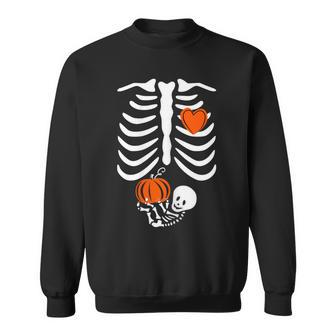 Skeleton Baby Pregnant Xray Rib Cage Halloween Costume Sweatshirt - Monsterry