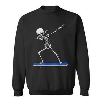 Skeleton Dab On Skateboard Gift Idea For Skater & Sporty Sweatshirt | Mazezy