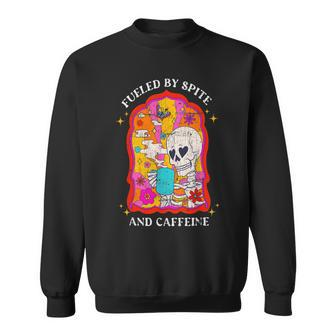 Skeleton Fueled By Spite And Caffeine Sweatshirt | Mazezy