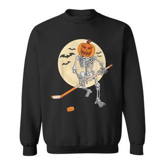 Skeleton Ice Hockey Halloween Cool Pumpkin Boys Sweatshirt - Thegiftio UK