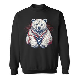 Sketchy White Grizzly Patriotic Bear 4Th Of July Stars Patriotic Funny Gifts Sweatshirt | Mazezy