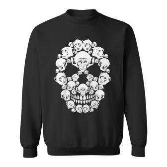 Skull Monkey Skeleton Halloween Costume Scary Carnival Sweatshirt | Mazezy
