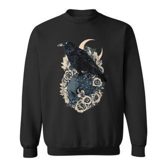 Skull Roses Cow Gothic Occult Emo Satanic Skeleton Raven Sweatshirt | Mazezy