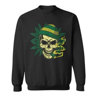 Skull Smoking Weed 420 Cannabis Marijuana Stoner Sweatshirt | Mazezy