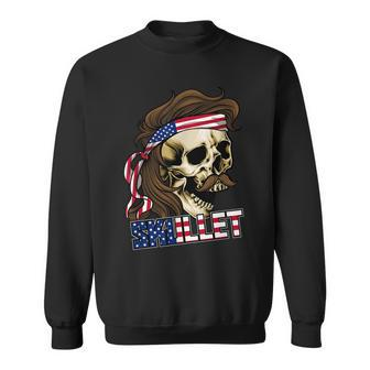 Skull With A Mullet & Mustache - Funny Redneck Mullet Pride Sweatshirt | Mazezy