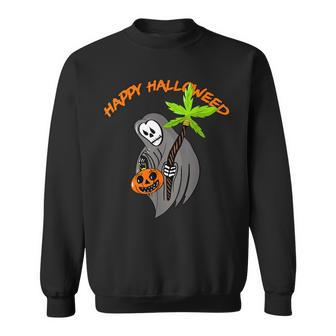 Smoking Weed Clothes Happy Hallowed Quote For 420 Supporter Sweatshirt | Mazezy