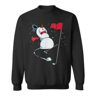 Snowman Playing Golf Christmas Pajama Sport X-Mas Golfer Sweatshirt | Mazezy