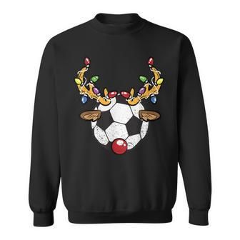 Soccer Ball Reindeer Christmas Pajama X-Mas Lights Sport Sweatshirt - Monsterry CA