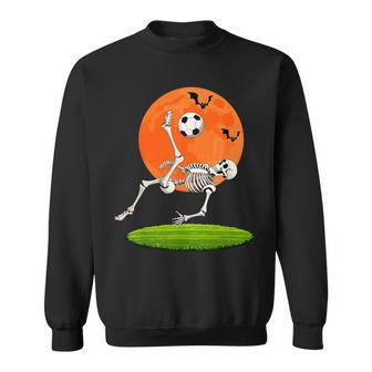 Soccer Skeleton Overhead Kick Soccer Player Halloween Moon Sweatshirt - Monsterry