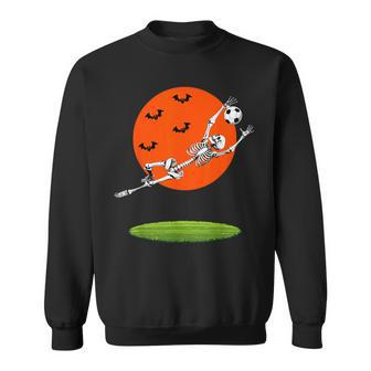 Soccer Skeleton Soccer Player Goalie Halloween Sports Moon Sweatshirt - Monsterry