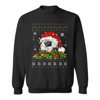 Soccer Ugly Sweater Christmas Pajama Lights Sport Lover Sweatshirt | Mazezy