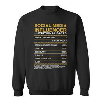 Social Media Influencer Nutrition Facts Content Creator Sweatshirt | Mazezy