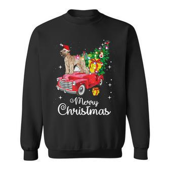 Soft Coated Wheaten Terrier Rides Red Truck Christmas Sweatshirt | Mazezy