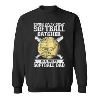 Softball Catcher Dad Pitcher Fastpitch Coach Fathers Day Sweatshirt - Seseable