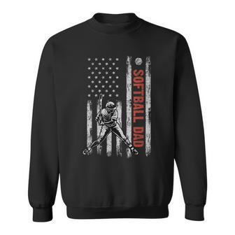 Softball Dad American Flag Fathers Day 4Th Of July Gift Sweatshirt | Mazezy
