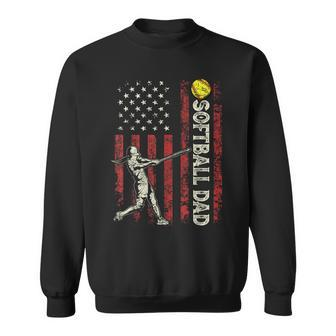Softball Dad Us Flag Gifts For Dad Men Patriotic Fathers Day Gift For Mens Sweatshirt | Mazezy
