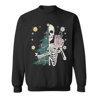 Sorta Scary Merry Sorta Christmas Skeleton Tree Santa Sweatshirt - Seseable