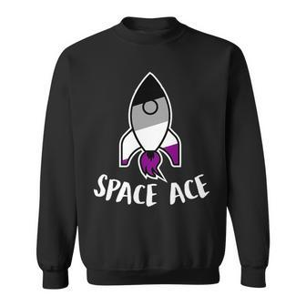 Space Ace Funny Asexual Pride Space Ship Rocket Flag Pride Month Funny Designs Funny Gifts Sweatshirt | Mazezy