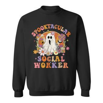 Spooktacular Social Worker Happy Halloween Spooky Matching Sweatshirt - Seseable