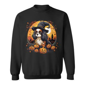 Spooky Cavalier King Charles Spaniel Dog Witch Halloween Sweatshirt - Monsterry