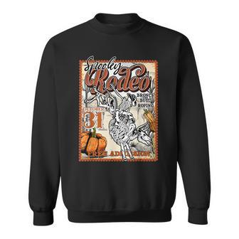 Spooky Hollow Rodeo Western Skeleton Cowboy Halloween Sweatshirt - Seseable