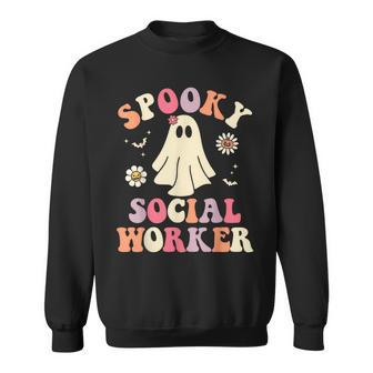 Spooky Social Worker Halloween School Social Work Ghost Sweatshirt - Thegiftio UK