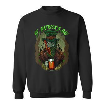 St Patrick's Day Horror Scary Dark Leprechaun Spooky Cool Leprechaun Sweatshirt | Mazezy