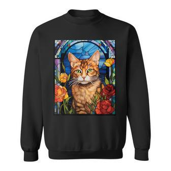 Stained Glass Style European Shorthair Cat Sweatshirt | Mazezy