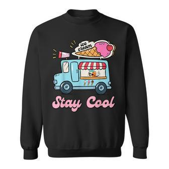 Stay Cool Ice Cream Van Summer Beach Vacay Ice Cream Cone Sweatshirt | Mazezy