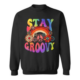 Stay Groovy Peace Sign Love 60S 70S Tie Dye Hippie Halloween Sweatshirt | Mazezy