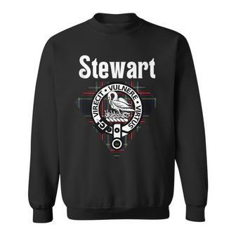 Stewart Clan Scottish Name Coat Of Arms Black Tartan Stewart Funny Gifts Sweatshirt | Mazezy