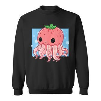 Strawberry Jellyfish Cute Kawaii Uwu Ocean Pink Aesthetic Sweatshirt | Mazezy