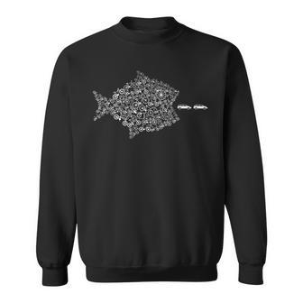 Street Trek Bicycle Fish Eats Car Climate Cycling Jersey Gifts For Fish Lovers Funny Gifts Sweatshirt | Mazezy