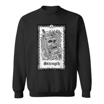 Strength Tarot Card Skull Goth Punk Magic Occult Tarot Sweatshirt | Mazezy