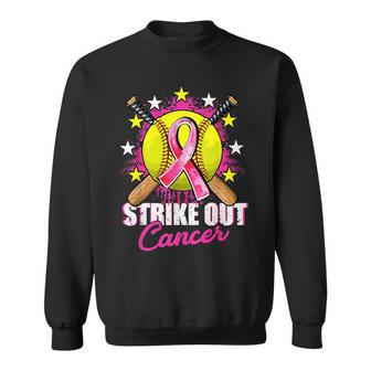 Strike Out Breast Cancer Awareness Day Pink Ribbon Softball Sweatshirt - Seseable