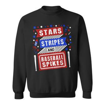 Stripes Stars And Baseball Spikes 4Th Of July Independence  Sweatshirt