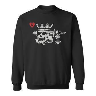 Suicide King Of Hearts Skull Wearing Crown Poker Sweatshirt | Mazezy