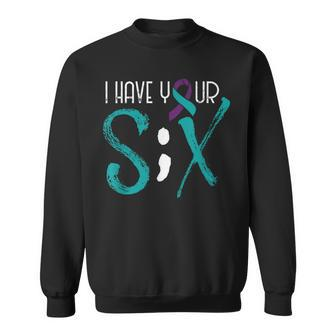 Suicide Prevention Awareness Semicolon Six Support Sweatshirt | Mazezy