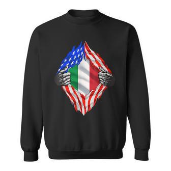 Super Italian Heritage Proud Italy Roots Usa Flag Sweatshirt | Mazezy