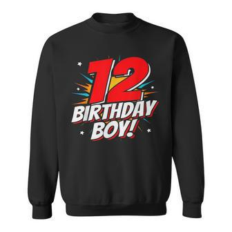 Superhero Birthday Boy Party 12 Year Old 12Th Birthday Sweatshirt | Mazezy