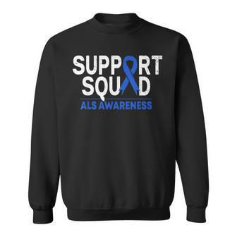 Support Squad Als Awareness Month Blue Ribbon Support Team Sweatshirt | Mazezy AU