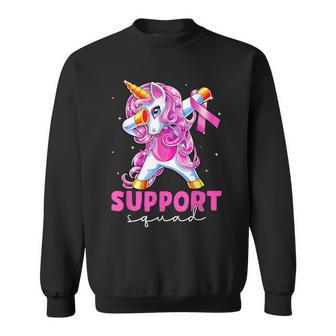 Support Squad Breast Cancer Awareness Unicorn Pink Ribbon Sweatshirt - Seseable