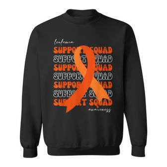 Support Squad Leukemia Awareness Orange Ribbon Sweatshirt | Mazezy