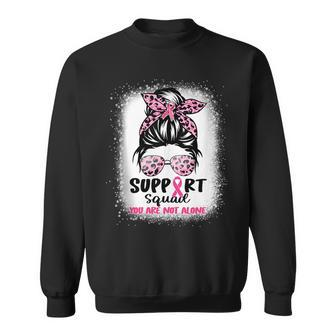 Support Squad Messy Bun Pink Warrior Breast Cancer Awareness Sweatshirt - Monsterry