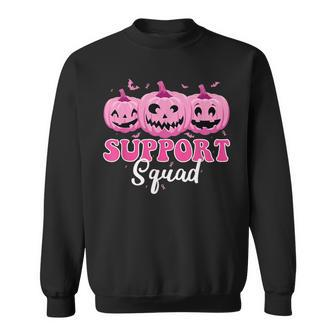 Support Squad Pumpkin Halloween Breast Cancer Awareness Sweatshirt - Thegiftio UK